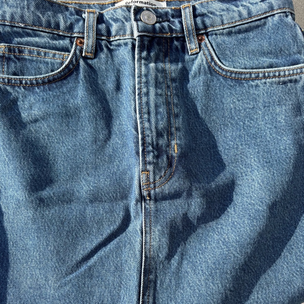 Reformation Jayde High Rise Denim Jean Midi Skirt - Picture 7 of 7